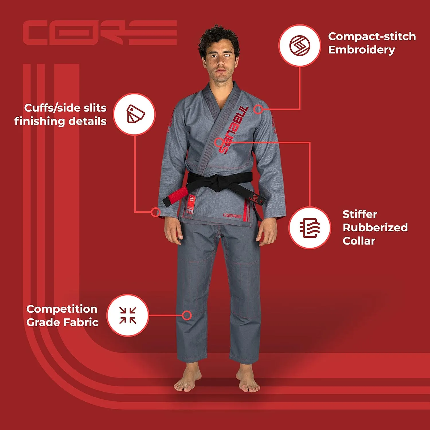Sanabul Core Competition BJJ Gi for Men & Women Preshrunk Fabric IBJJF Approved Brazilian Jiu Jitsu Training & Competition Gi