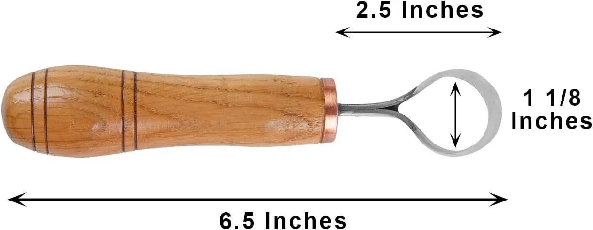 Scorp Knife | Round Carving Tool for Spoons, Bowls, and Cups | Spoon Bowl Carving Tools | for Beginners | Oak Wood Handle with Carbon Steel Blade (Angled Full Scorp)