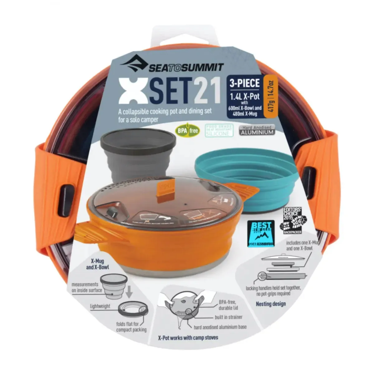Sea to Summit X-Set 21 - 1.4L X-Pot, 1 X-Bowl and 1 X-Mug - Orange
