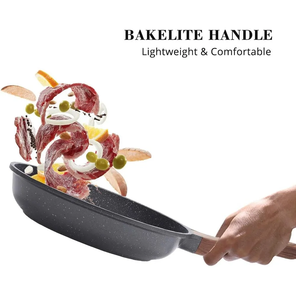 SENSARTE Nonstick Frying Pan Skillet, Swiss Granite Coating Omelette Pan, Healthy Stone Cookware Chef's Pan, PFOA Free 24cm