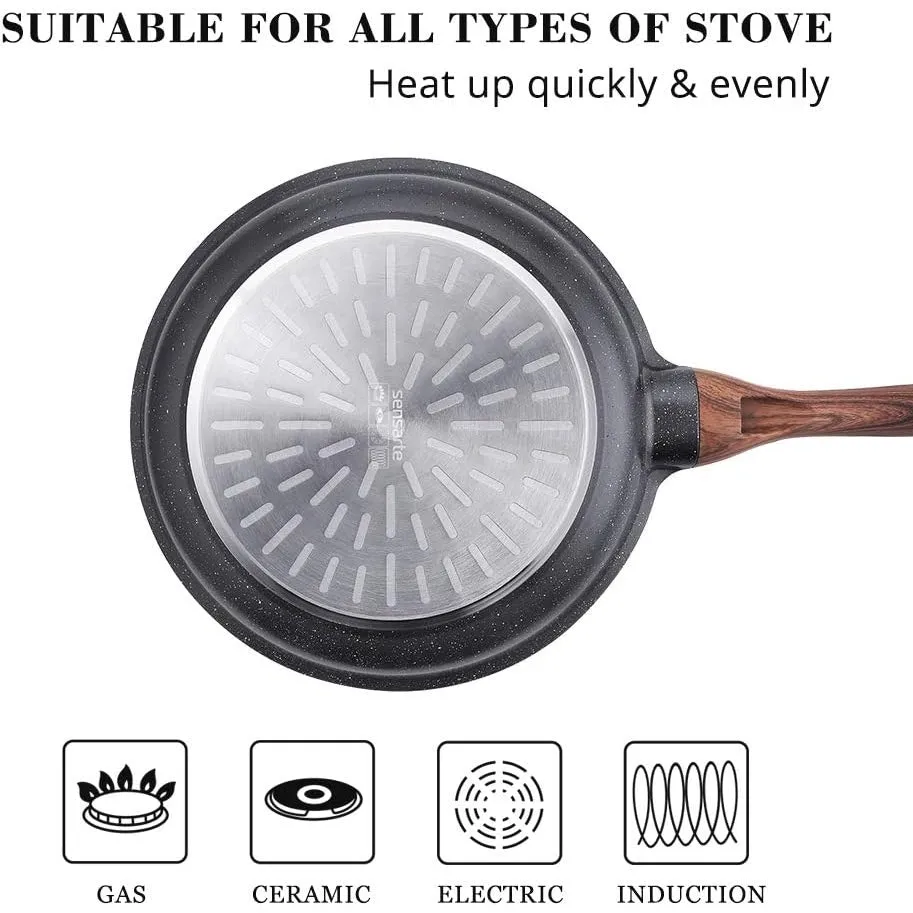 SENSARTE Nonstick Frying Pan Skillet, Swiss Granite Coating Omelette Pan, Healthy Stone Cookware Chef's Pan, PFOA Free 24cm