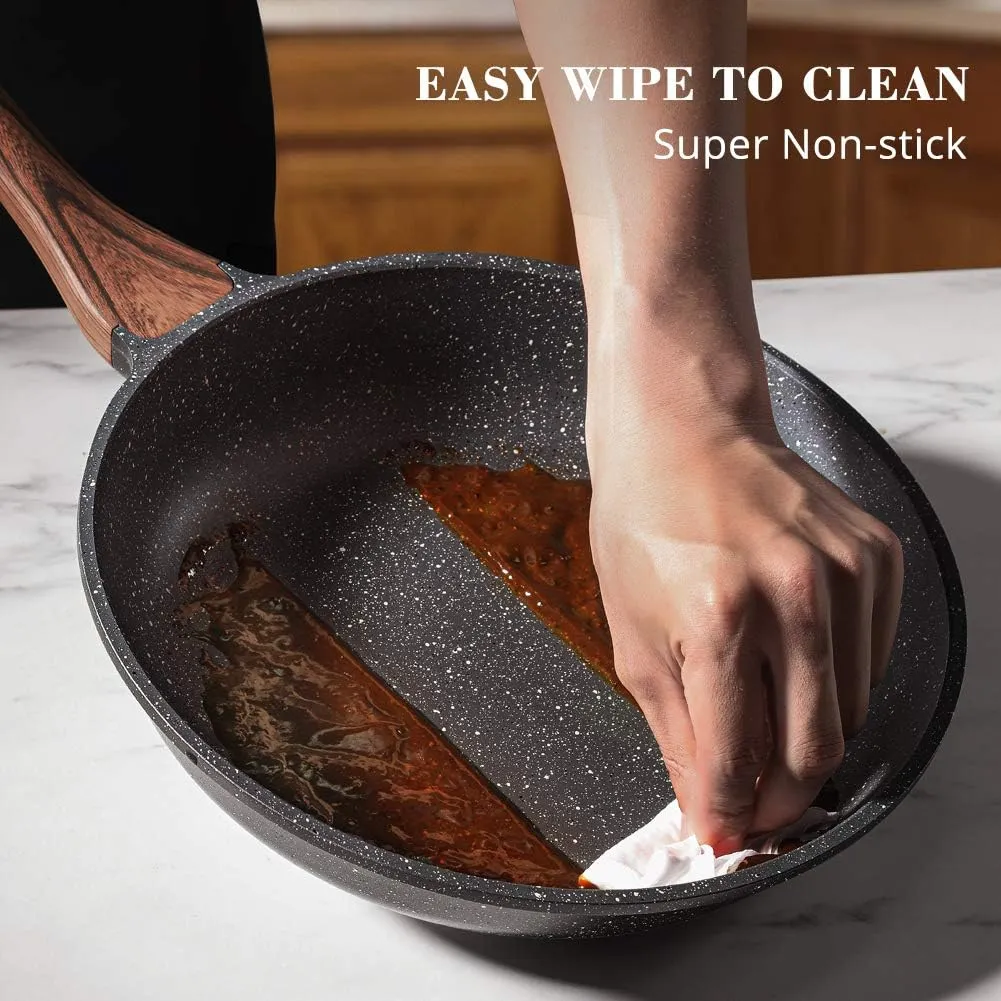 SENSARTE Nonstick Frying Pan Skillet, Swiss Granite Coating Omelette Pan, Healthy Stone Cookware Chef's Pan, PFOA Free 24cm
