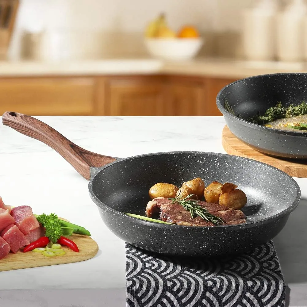 SENSARTE Nonstick Frying Pan Skillet, Swiss Granite Coating Omelette Pan, Healthy Stone Cookware Chef's Pan, PFOA Free 24cm