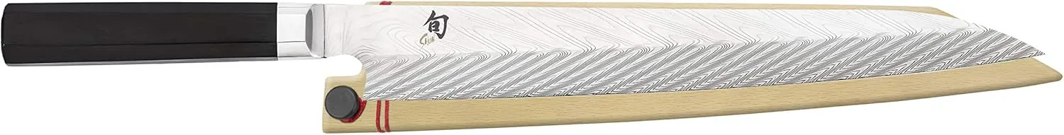 Shun Dual Core 10.5" Yanagiba Knife, Handcrafted Japanese Sashimi Knife, VG10 and VG2 Damascus Steel Blade, Pakkawood Handle, Versatile Japanese Kitchen Tool