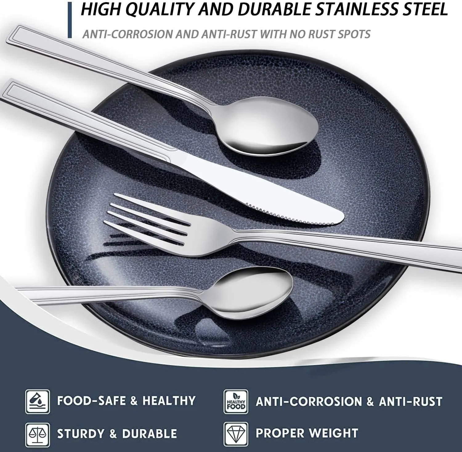 Silverware Set, Hunnycook 60-piece Silverware Set for 12, Stainless Steel Flatware Set, Include Fork Knife Spoon Set, Mirror Polished, Dishwasher Safe, Cutlery Set for Home Kitchen Restaurant