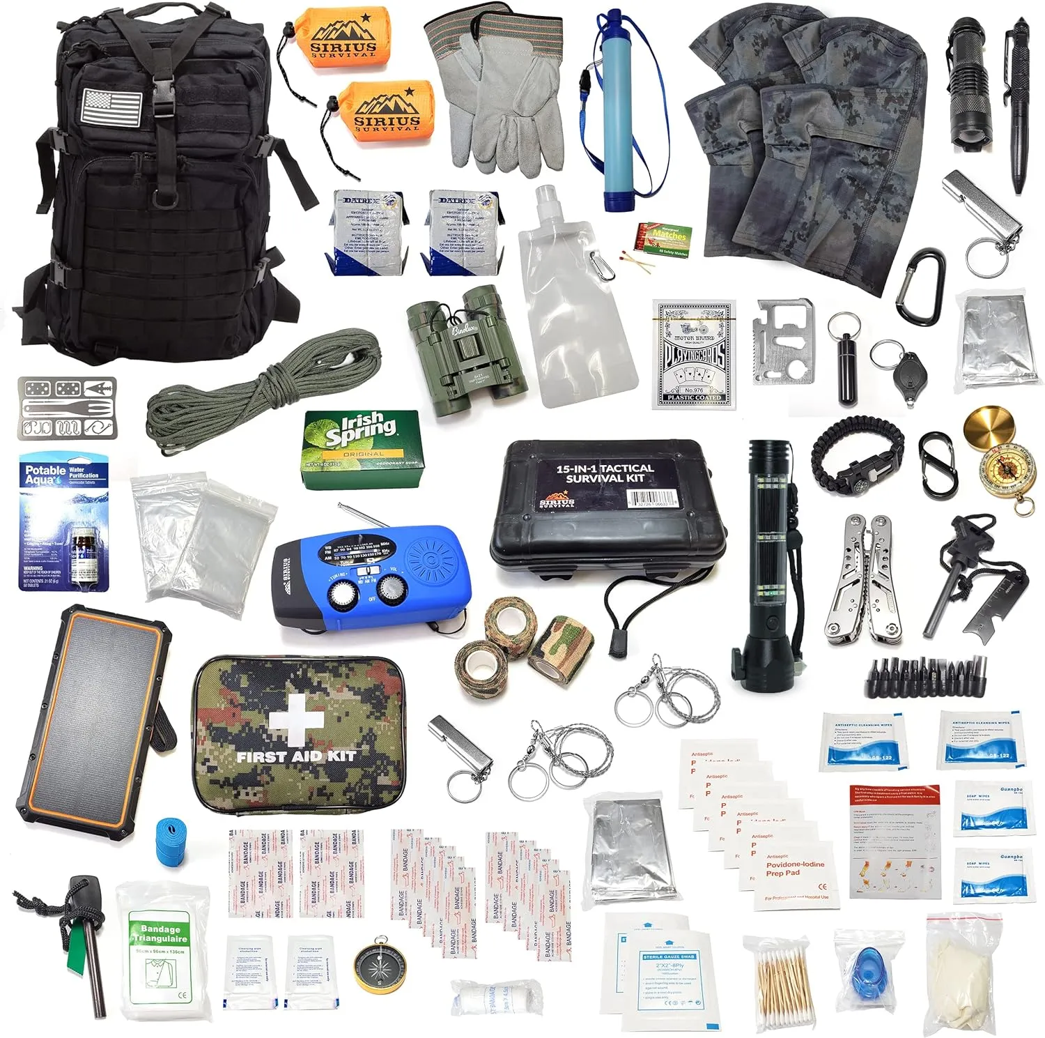 Sirius: Pre-Packed Bug Out Bag - 72 Hour Kit for 2 People - Bugout Backpack Survival Kit - Premium 50L Go Bag Tactical Backpack - Essential Bug Out Gear - Upgraded Survival Backpack