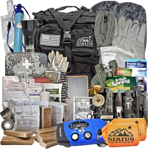 Sirius: Pre-Packed Bug Out Bag - 72 Hour Kit for 2 People - Bugout Backpack Survival Kit - Premium 50L Go Bag Tactical Backpack - Essential Bug Out Gear - Upgraded Survival Backpack