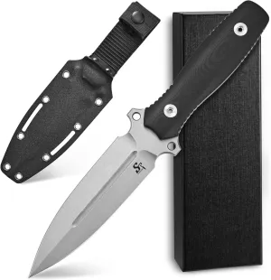 Sitivien ST17 Fixed Blade Knife Sleipner Stonewashed Steel Blade G10 Handle Full Tang EDC Straight Knife for Outdoor, Tactical, Survival and EDC (Silver)