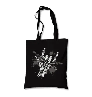 Skeleton Hand Holding Drumsticks Canvas Totebag