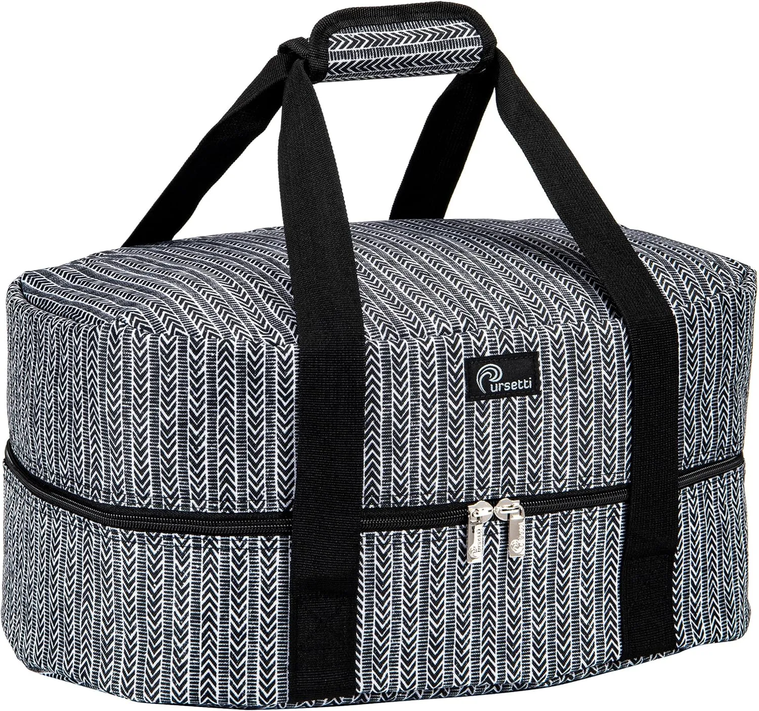 Slow Cooker Bag for Carrying Oval and Round-Shaped Crockpots, Multi Cookers, Rice & Pressure Cookers up to 6 Quarts to Transport Hot Food with Ease and in Style (Herringbone)
