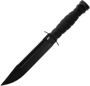 Smith & Wesson M&P Special Ops High Carbon S.S. Full Tang Fixed Blade Survival Knife with Clip Point, Rubberized Handle, Sawback and Pommel for Outdoor and Tactical