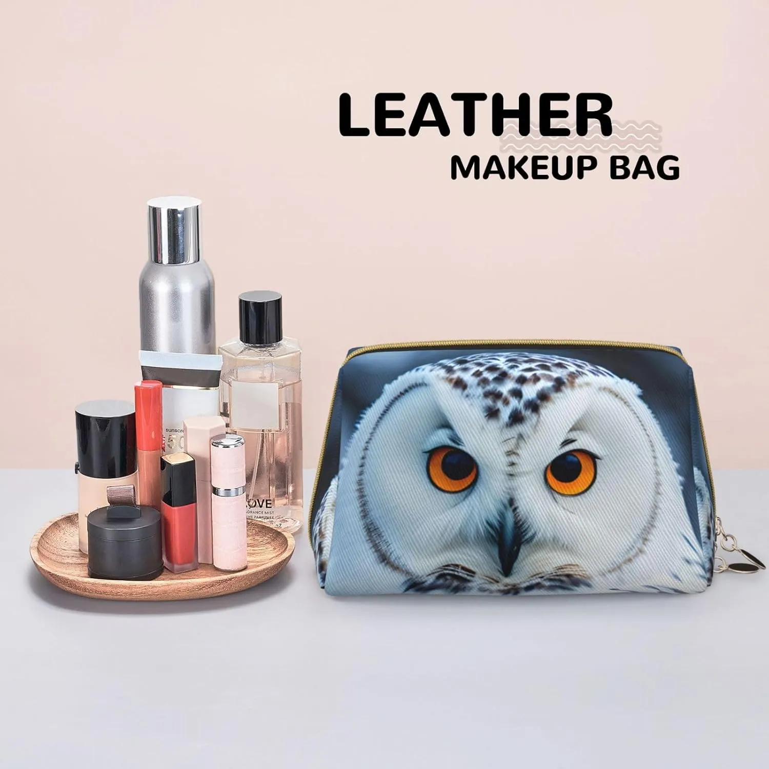 Snowy Owl Eyes Toiletry Pouch, Travel-Friendly Makeup Organizer For Makeup Brushes, Lipsticks