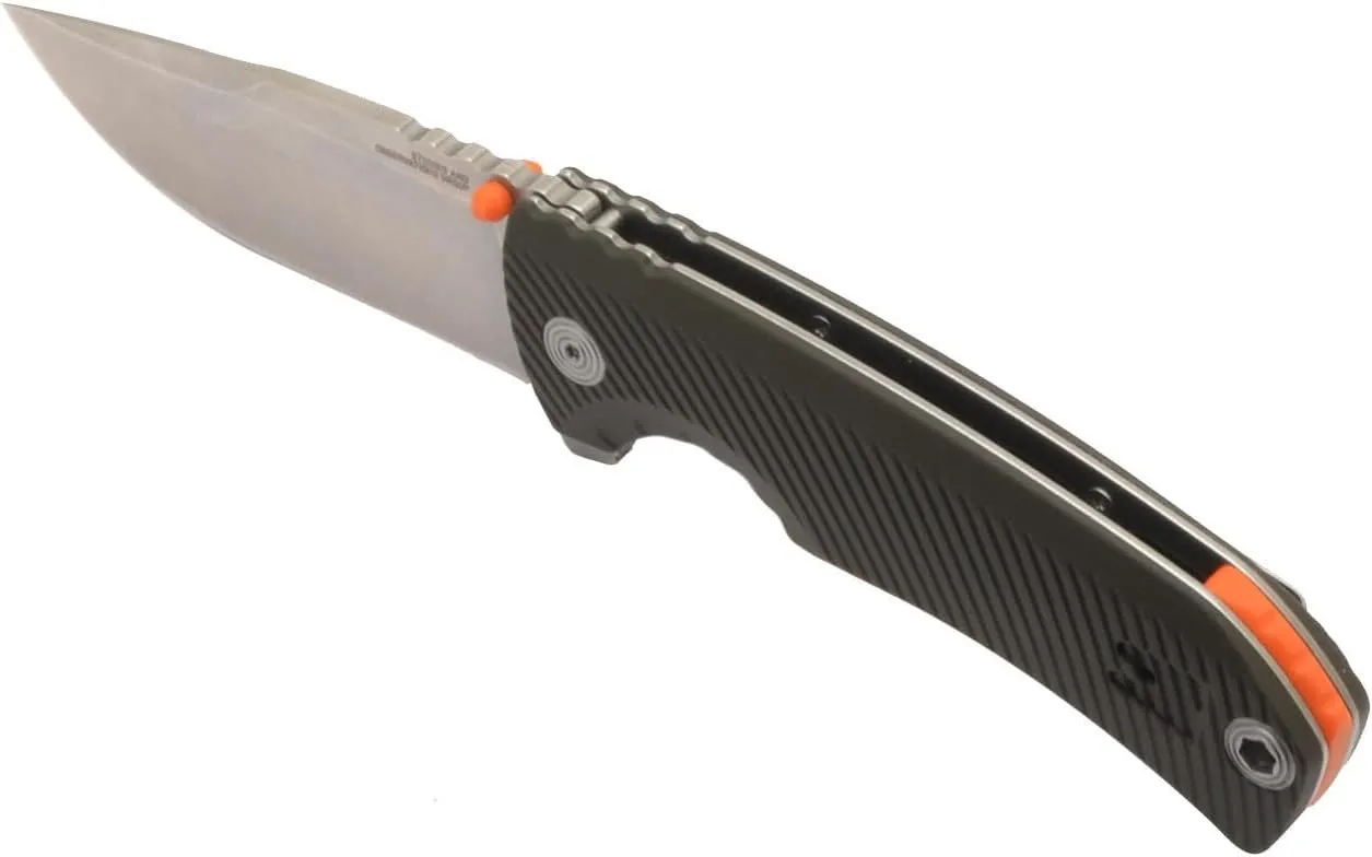SOG Tellus FLK Daily Outdoor Full-Sized Frame Lock Folding Knives | GRN Handle | CRYO 440C Stainless Steel Blade | Reversible Pocket Clip