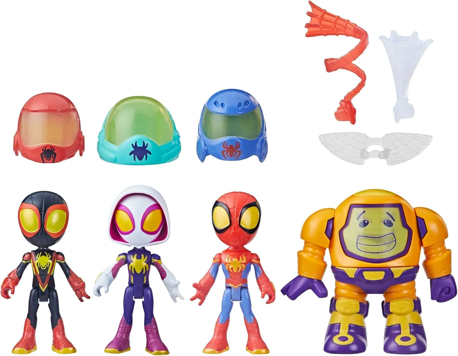 Spidey and his Amazing Friends Marvel Web-Spinners Gear Up for Adventure 4-Pack, 4-Inch Action Figures with 6 Accessories, Super Hero Toys for Kids 3  (Amazon Exclusive)