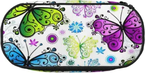 Spring Colorful Butterfly Print Simple rectangle Pen bag Storage case for Office supplies,cosmetics,toiletries