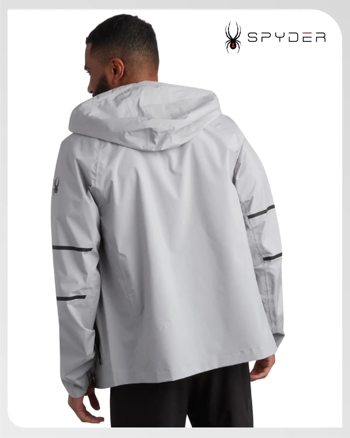 Spyder Mens Rain Jacket - Waterproof Lightweight Hooded Windbreaker, Outerwear Jacket for Golf, Hiking and Outdoor (S-XL)