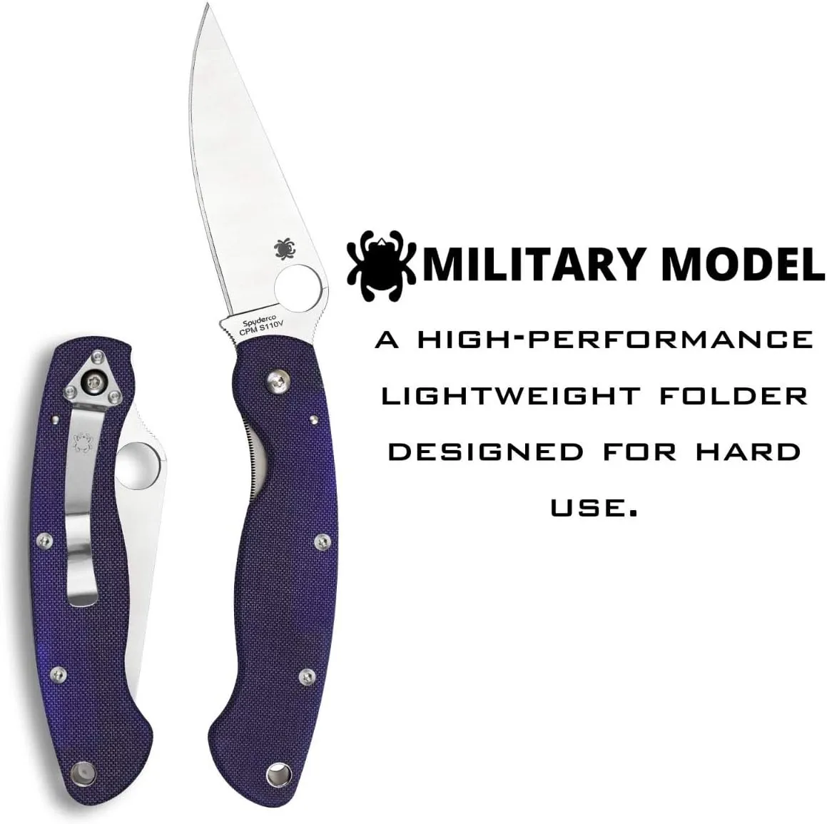 Spyderco Military Model Signature USA-Made Knife with 4" Premium Stainless Steel Blade and Durable G-10 Handle - PlainEdge - C36