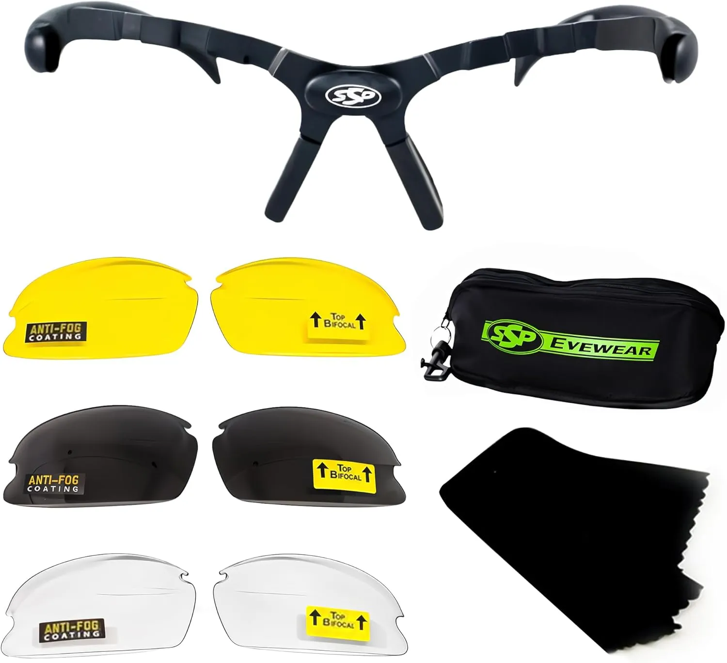 SSP Eyewear Top Focal Ultra Tactical Safety Shooting Glasses, HD A-Eye NVR/fog Lenses