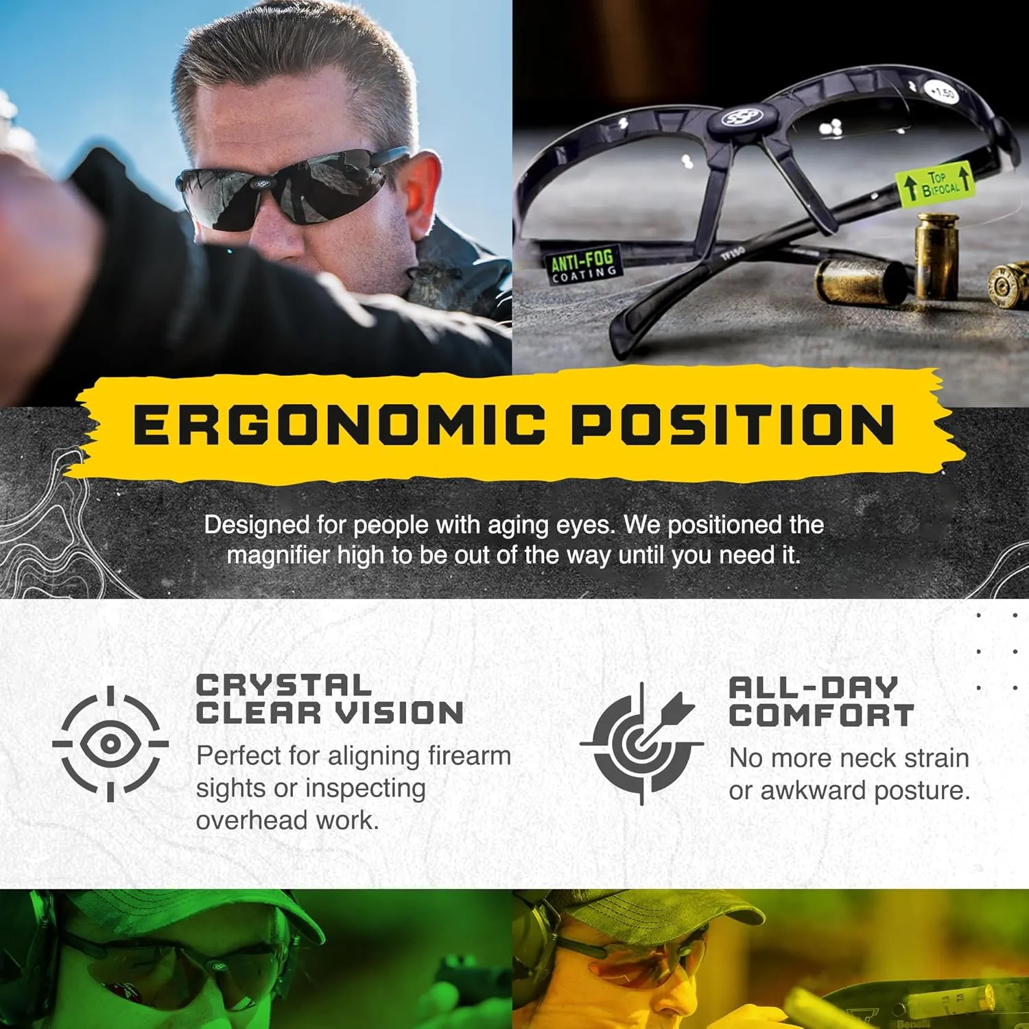 SSP Eyewear Top Focal Ultra Tactical Safety Shooting Glasses, HD A-Eye NVR/fog Lenses