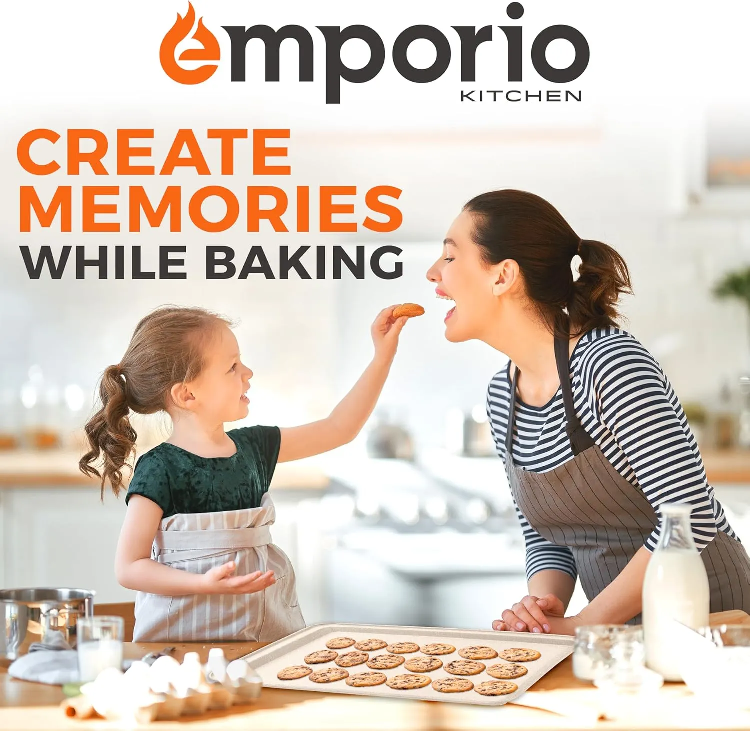Stackable Baking Pan Set - Nonstick White Marble Coating, Carbon Steel Bakeware Sets, PFOA, PFOS, PTFE Free, Recipe Booklet Included, Oven Safe Tray (Up To 450° F), Set of 10 - White