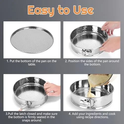 Stainless Steel Springform Pan Set,7" 9" Nonstick Leakproof Baking Cake Pan Set,Round Bakeware Cheesecake Pan with Removable Bottoms and 20pcs Parchment Paper Liners for Instant Pot and Oven