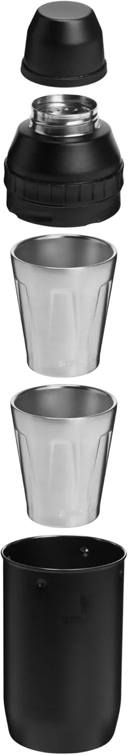 Stanley Happy Hour Cocktail Shaker Set 20 oz | Bartender Kit for Camping and Travel | Cocktail Drink Mixing Set with 2 Cups | Insulated Stainless Steel | BPA-Free | Black 2.0