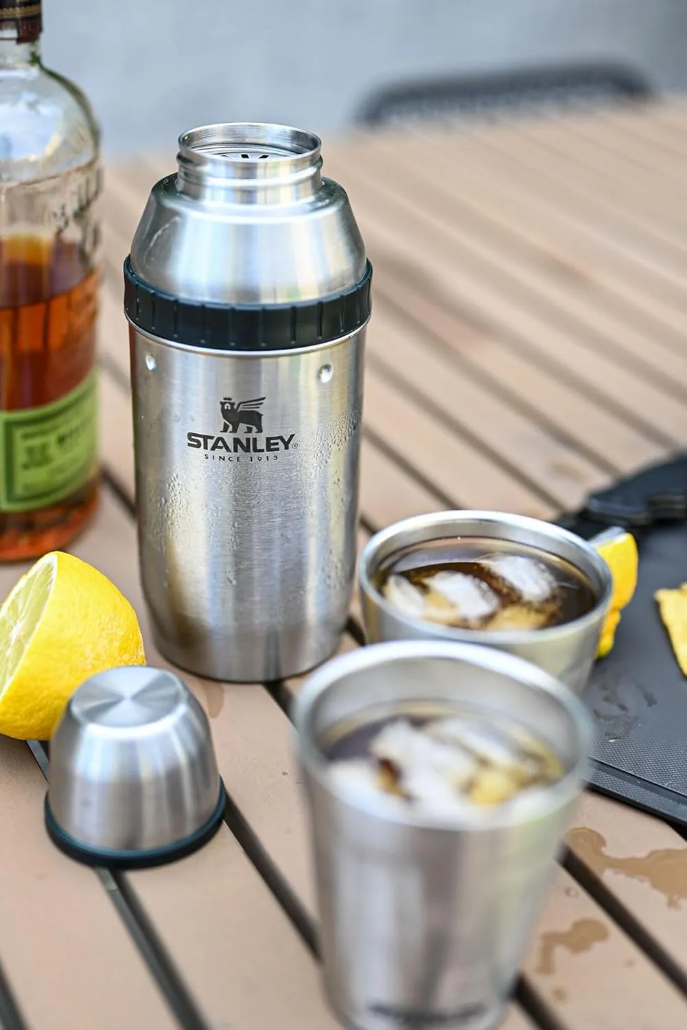 Stanley Happy Hour Cocktail Shaker Set 20 oz | Bartender Kit for Camping and Travel | Cocktail Drink Mixing Set with 2 Cups | Insulated Stainless Steel | BPA-Free | Black 2.0