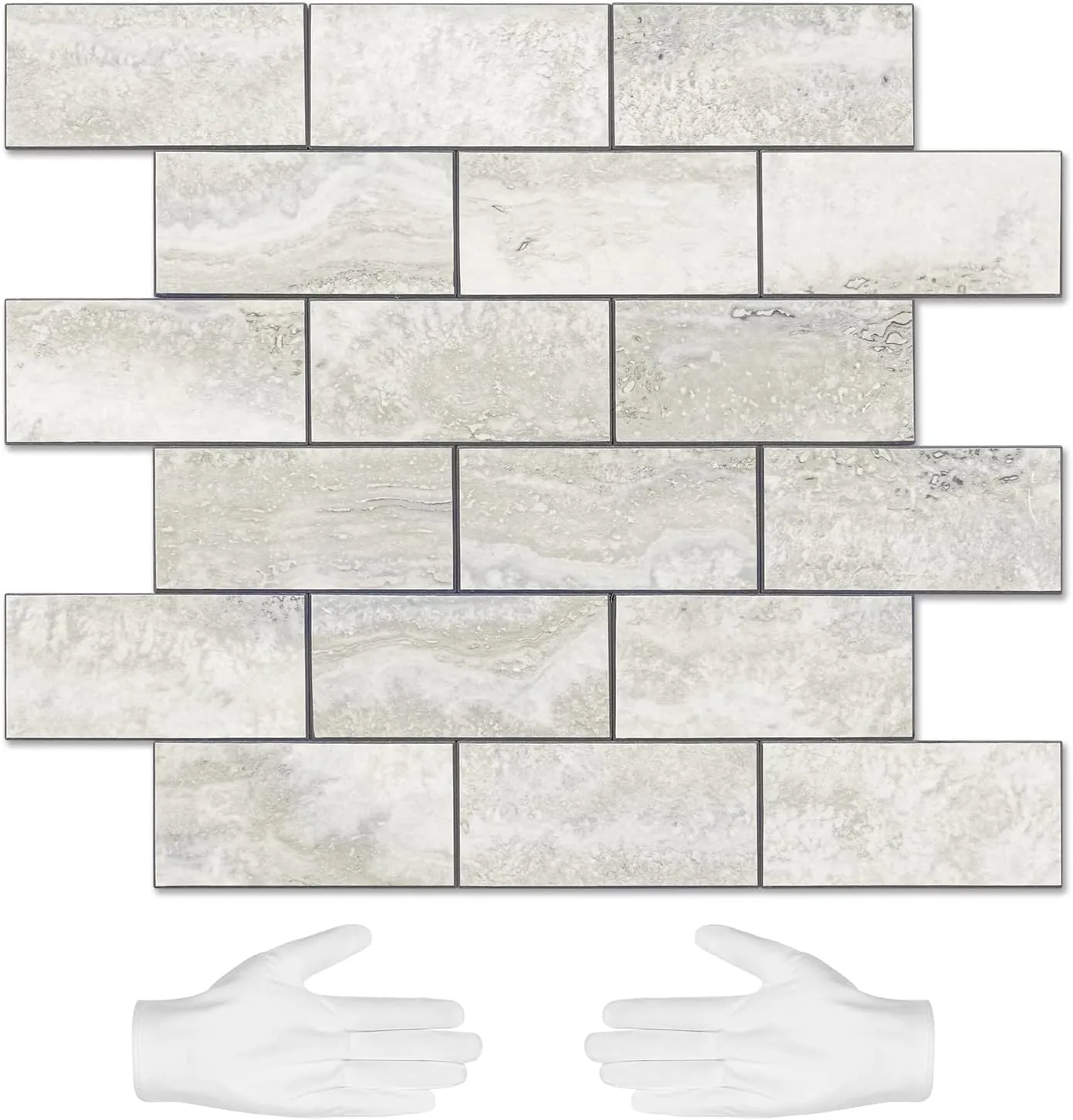 STICKGOO 10-Sheet Subway Tile Cream Peel and Stick Backsplash, Beige Stone Texture with Grey Grout Kitchen Backsplash Wall Tile, 3D Adhesive Stick on Tile for Bathroom, RV, Fireplace