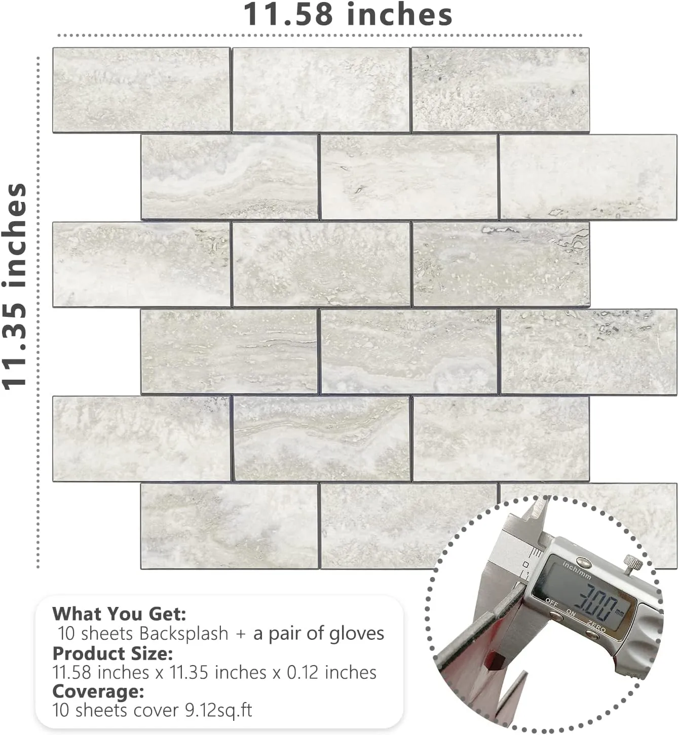 STICKGOO 10-Sheet Subway Tile Cream Peel and Stick Backsplash, Beige Stone Texture with Grey Grout Kitchen Backsplash Wall Tile, 3D Adhesive Stick on Tile for Bathroom, RV, Fireplace