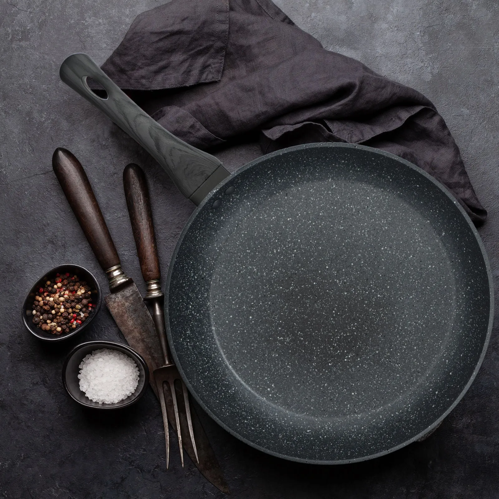 Stone Chef Forged Frying Pan Cookware Kitchen Fry Pan Grey Handle - 28cm