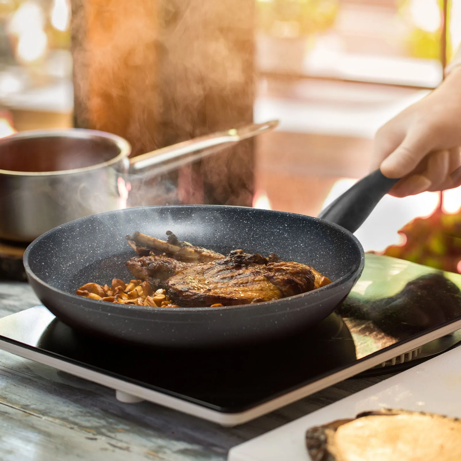 Stone Chef Forged Frying Pan Cookware Kitchen Fry Pan Grey Handle - 28cm
