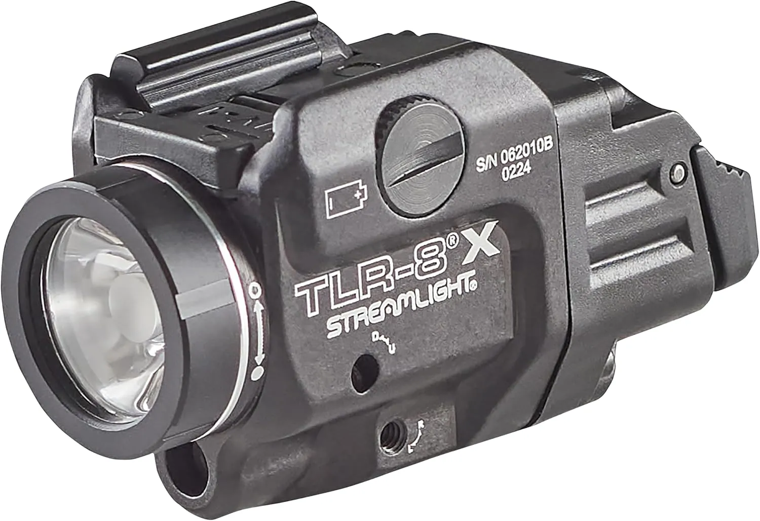 Streamlight 69414 TLR-8 X 500-Lumen Tactical Weapon Light with Integrated Red Aiming Laser for Select Handguns, Includes Rear Switch Options, Mounting Kit, and Keys, Black
