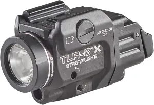 Streamlight 69414 TLR-8 X 500-Lumen Tactical Weapon Light with Integrated Red Aiming Laser for Select Handguns, Includes Rear Switch Options, Mounting Kit, and Keys, Black