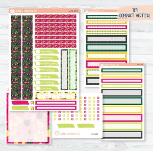 Summer Bird & Drink Kit | 7x9 Compact Vertical Planner Kit Stickers | Birds of Paradise | 336-091
