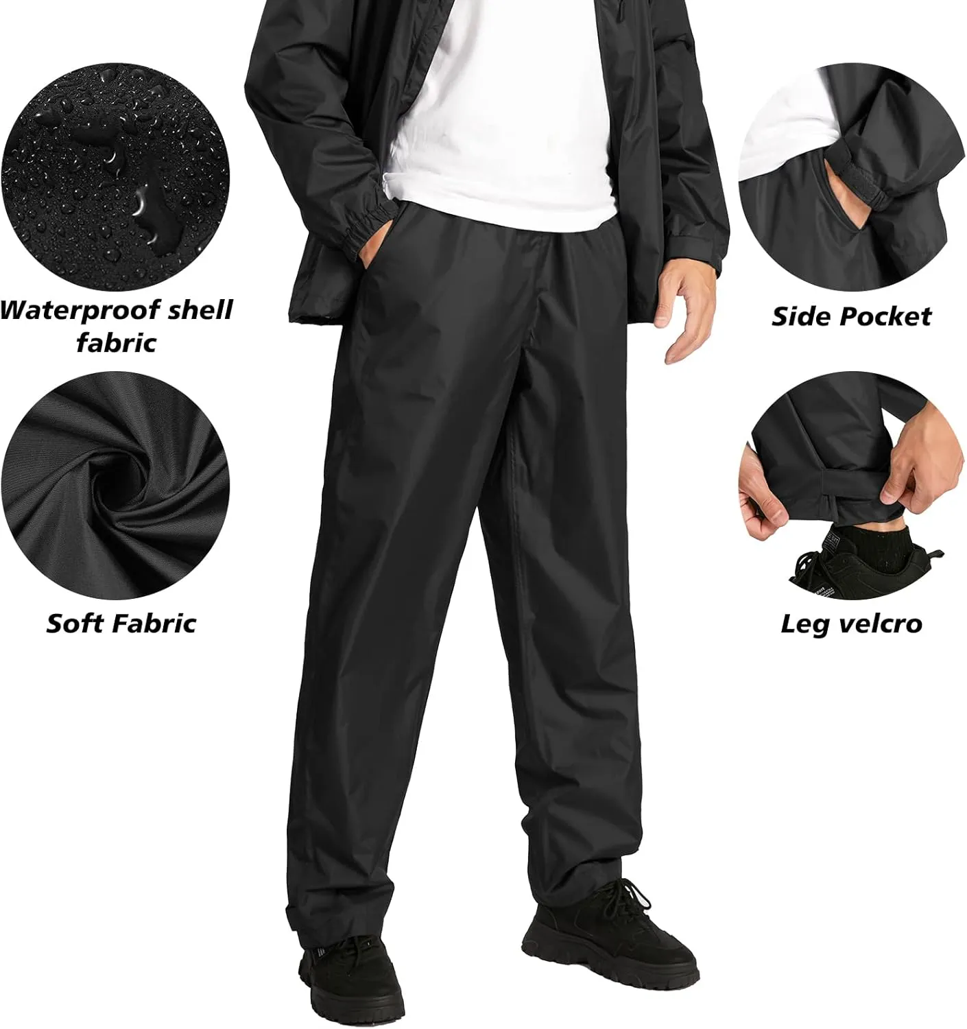 SWISSWELL Men's Waterproof Golf Rain Suit Rain Gear Jacket and Pant Outdoor Lightweight Hooded Raincoat