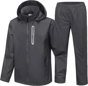 SWISSWELL Men's Waterproof Golf Rain Suit Rain Gear Jacket and Pant Outdoor Lightweight Hooded Raincoat