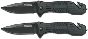 TAC Force Spring Assisted Opening Tactical Rescue Folding Knife Pocket (Black) (Black (2-Bundle))