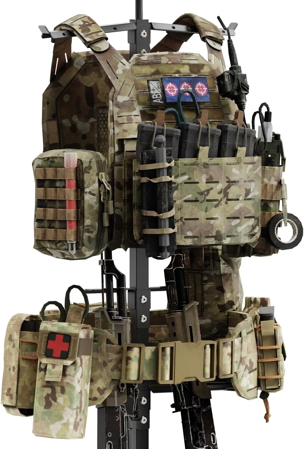 Tactical Gear Stand, Heavy Duty Tactical Gear Support Stand Helmet Vest Belt Rack, Tactical Vest Stand, Hold Up to 85 lbs