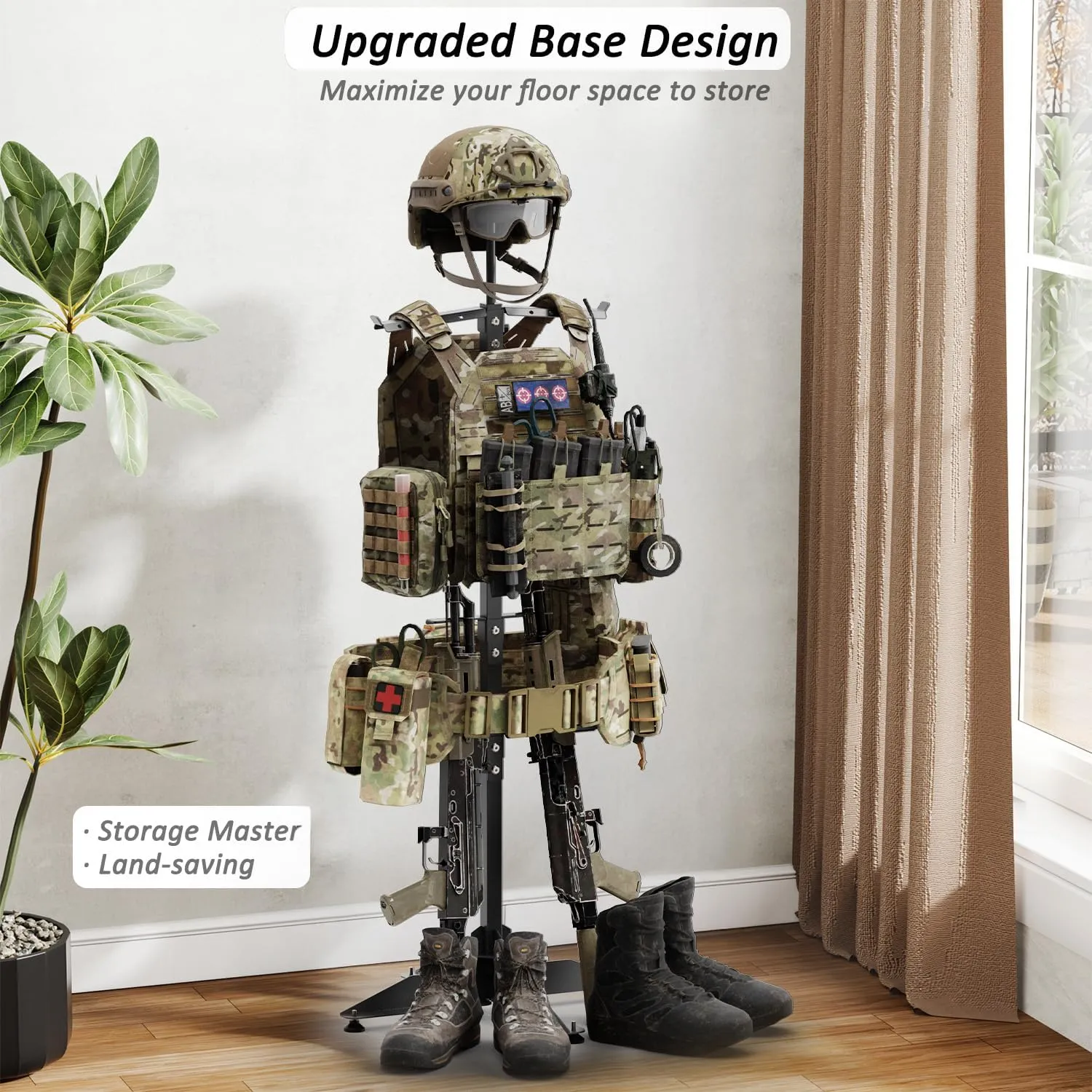 Tactical Gear Stand, Heavy Duty Tactical Gear Support Stand Helmet Vest Belt Rack, Tactical Vest Stand, Hold Up to 85 lbs