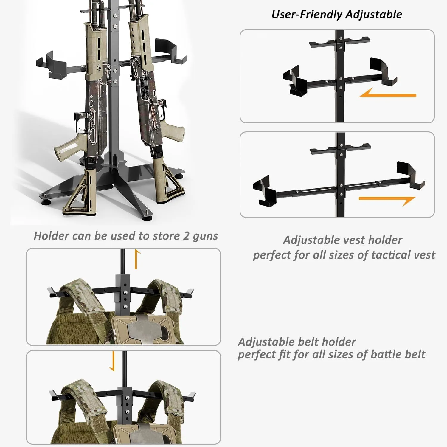 Tactical Gear Stand, Heavy Duty Tactical Gear Support Stand Helmet Vest Belt Rack, Tactical Vest Stand, Hold Up to 85 lbs
