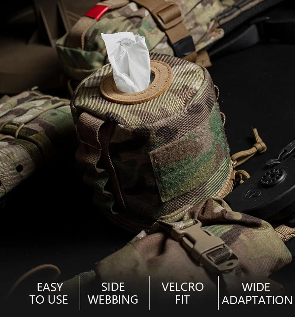 Tactical Molle Round Tissue Case Multifunctional Storage Bag Camping Picnic Tissue Protect Cover Military Fan Equipment