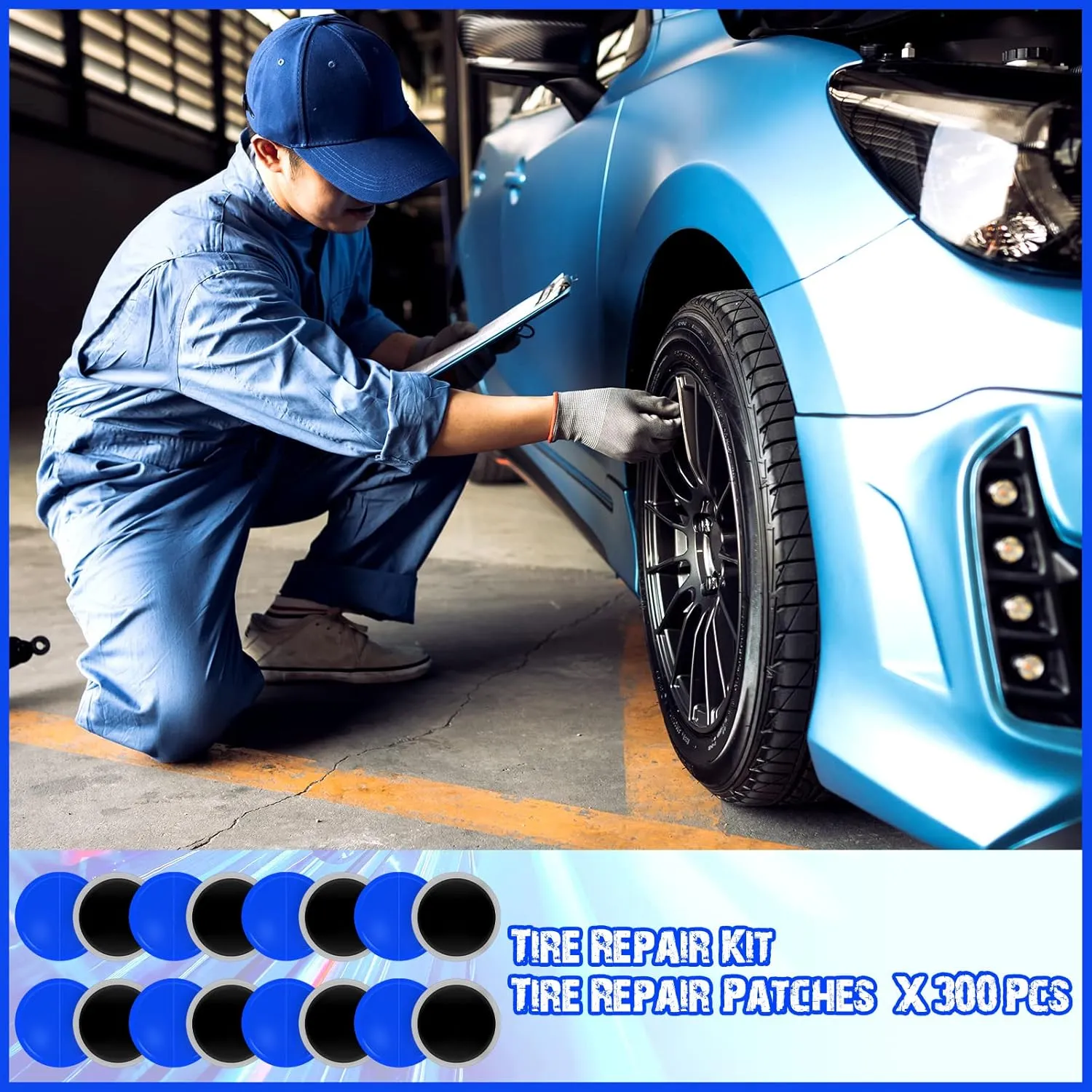 Tallew 300 Pcs Heavy Duty Tire Patches Radial Patch Round Fast Repair Cold Tyre Puncture Repair Kit for Car Truck Motorcycle Automobile Bike Inner Tire (42 mm)