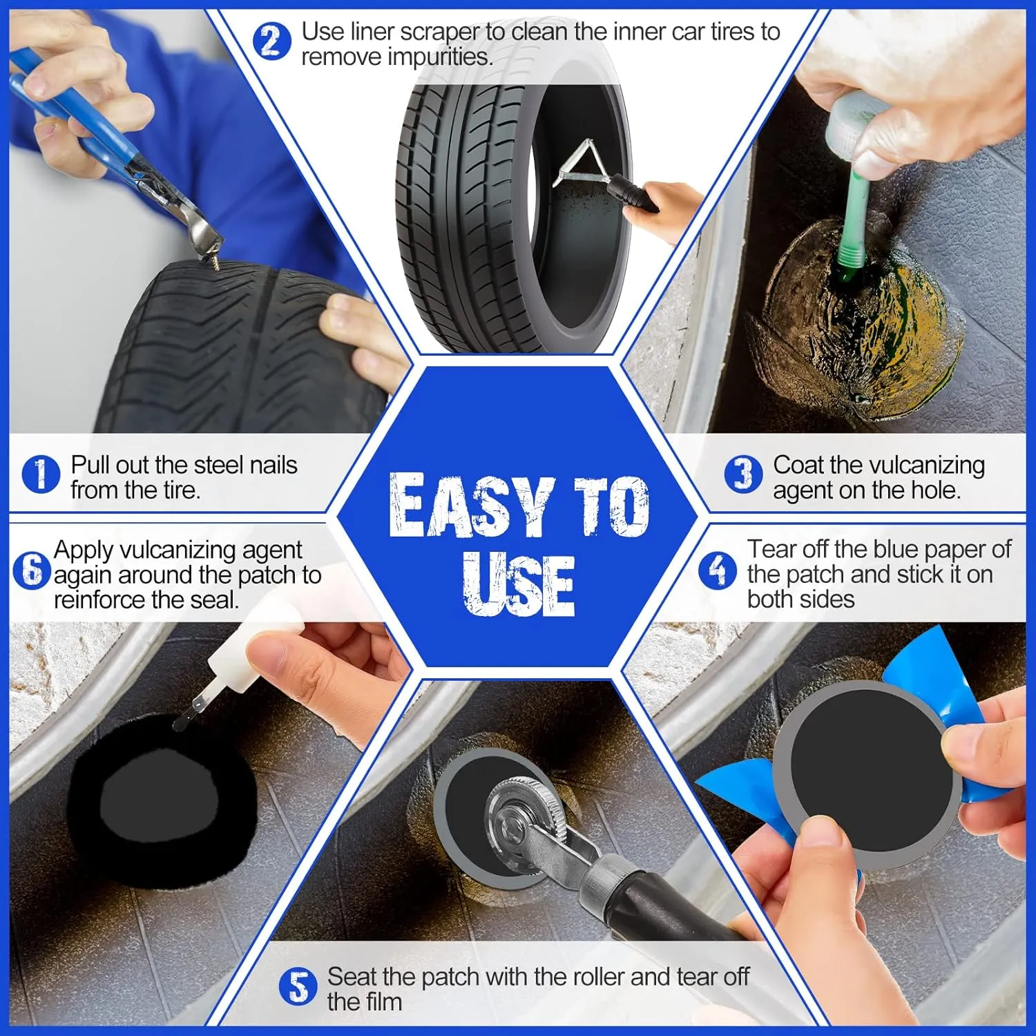 Tallew 300 Pcs Heavy Duty Tire Patches Radial Patch Round Fast Repair Cold Tyre Puncture Repair Kit for Car Truck Motorcycle Automobile Bike Inner Tire (42 mm)