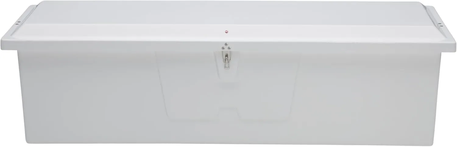 TAYLOR MADE PRODUCTS White 67.75"L x 27.75"W x 26"H Stow 'N Go UV-Resistant Polyethylene Waterproof Storage Box with Stainless Steel Lockable Latch for Docks, Decks, Patios, Pool Areas - 2020108529