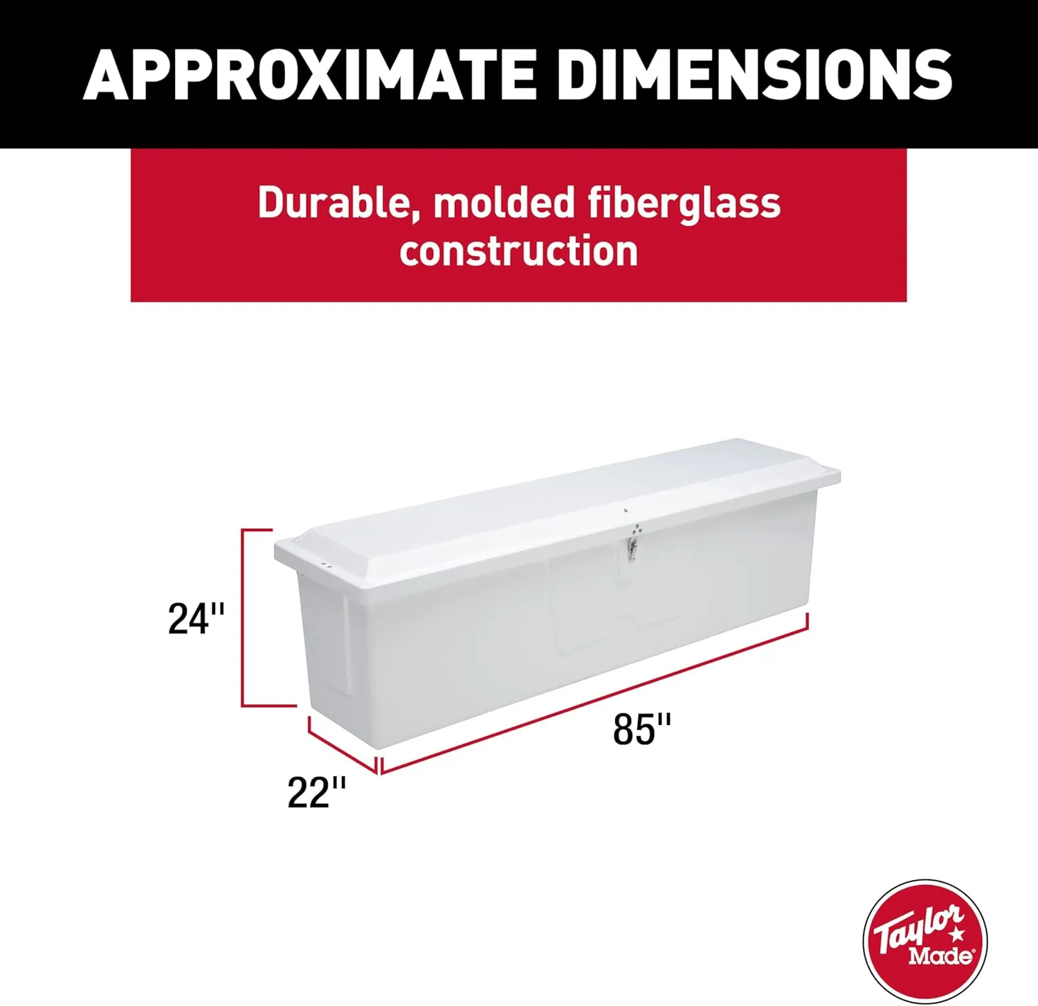 TAYLOR MADE PRODUCTS White 67.75"L x 27.75"W x 26"H Stow 'N Go UV-Resistant Polyethylene Waterproof Storage Box with Stainless Steel Lockable Latch for Docks, Decks, Patios, Pool Areas - 2020108529