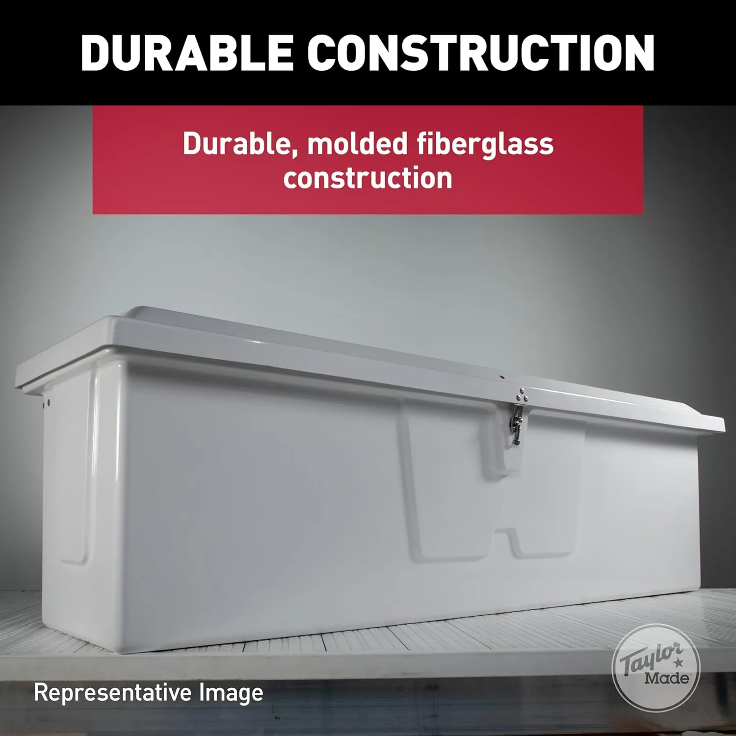 TAYLOR MADE PRODUCTS White 67.75"L x 27.75"W x 26"H Stow 'N Go UV-Resistant Polyethylene Waterproof Storage Box with Stainless Steel Lockable Latch for Docks, Decks, Patios, Pool Areas - 2020108529