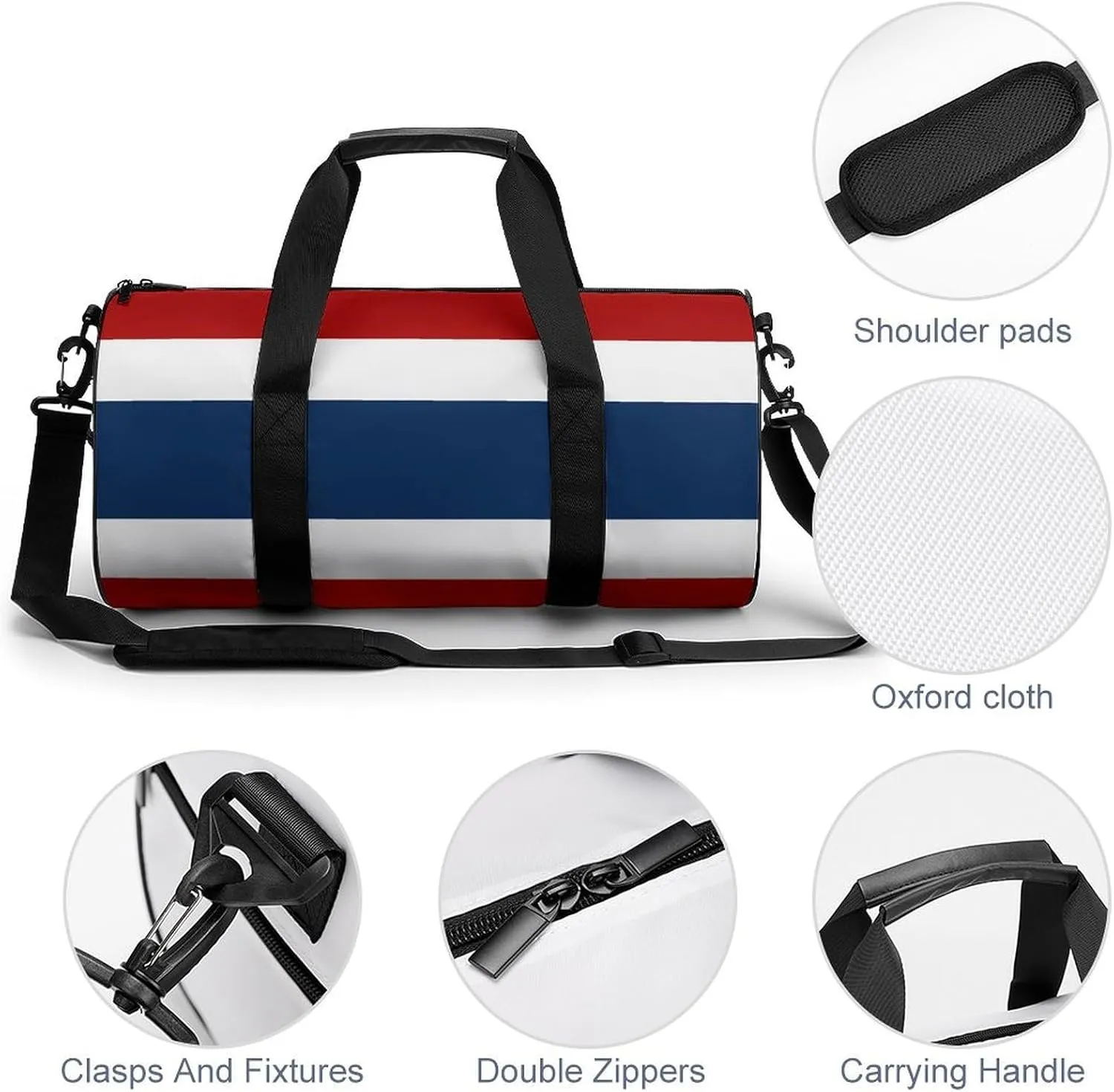 Thailand Flag Gym Duffle Bag for Boys Girls with Wet Pocket Sports Weekender Travel Carry On