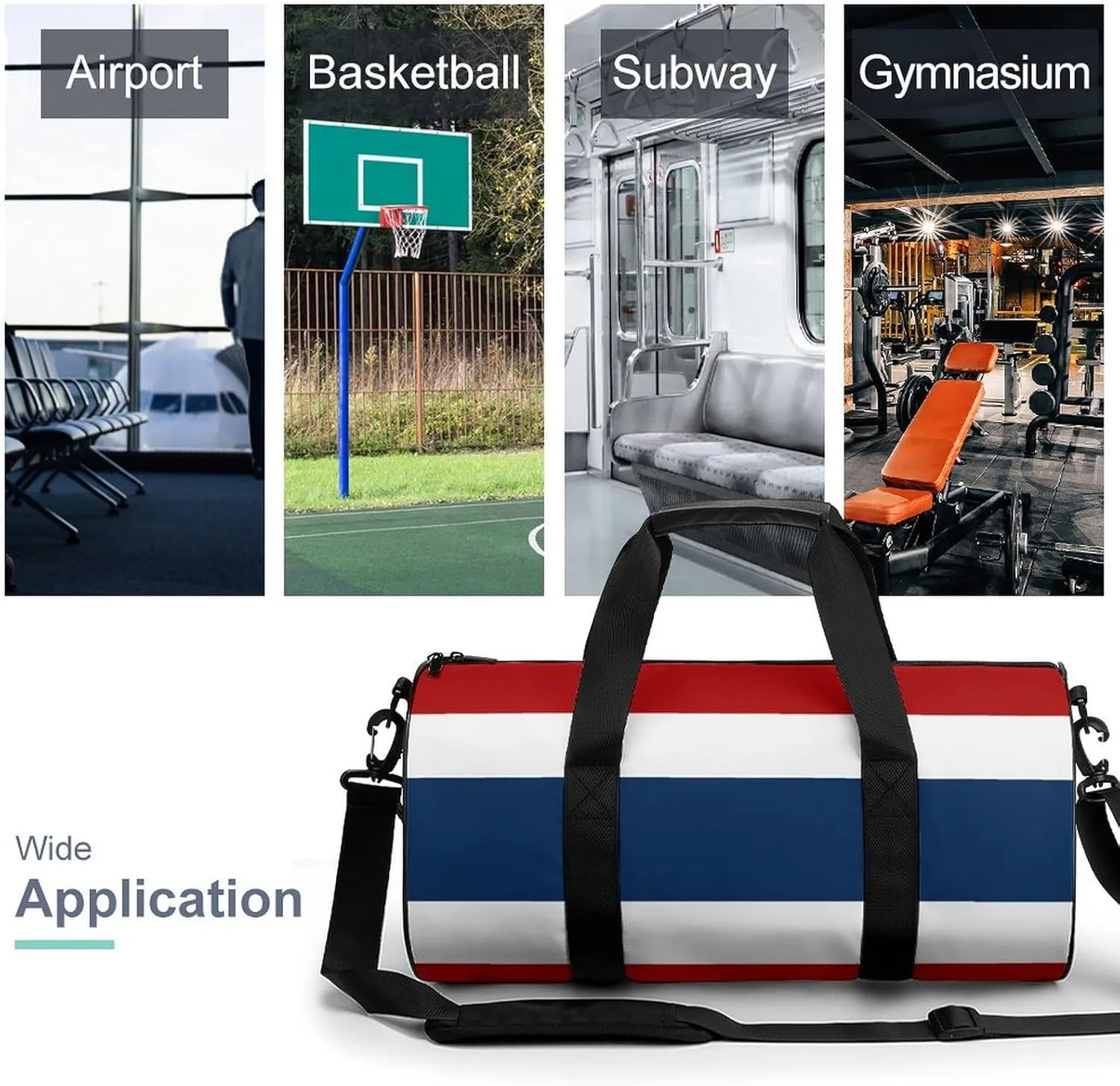 Thailand Flag Gym Duffle Bag for Boys Girls with Wet Pocket Sports Weekender Travel Carry On
