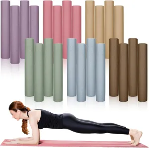 Timgle 24 Pack 68" x 24" Yoga Mat Bulk, 4mm Thick Extra Long Assorted Colors Sports Mat Anti Slip Tear Resistant Exercise Yoga Mat Set for Fitness Stretching Home Workout Gym and Studio