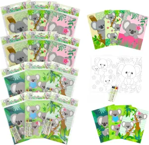 TINYMILLS Koalas Coloring Books for Kids with 12 Coloring Books and 48 Crayons, Koala Birthday Party Favors, Favor Bag Fillers, Classroom Rewards, Carnival Prizes Stocking Stuffers